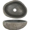 Image de vidaXL - Wastafel - ovaal - (29-38)x(24-31) - cm - riviersteen