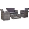Image de vidaXL - 4-delige - Loungeset - met - kussens - poly - rattan - grijs