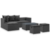 Image de vidaXL - 4-delige - Loungeset - met - kussens - poly - rattan - zwart