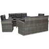 Image de vidaXL - 5-delige - Tuinset - met - kussens - poly - rattan - grijs