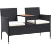 Image de vidaXL - Tuinbank - 2-zits - met - tafeltje - 143 - cm - poly - rattan - zwart