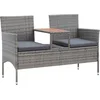 Image de vidaXL - Tuinbank - 2-zits - met - tafeltje - 143 - cm - poly - rattan - grijs