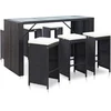 Image de vidaXL - 7-delige - Tuinbarset - met - kussens - poly - rattan - zwart