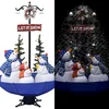 Image de vidaXL - Kerstboom - sneeuwend - met - paraplubasis - 170 - cm - PVC - blauw