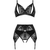 Image de Christine le Duc - 3-delige BH Set met Wetlook - Lingerie Erotisch - Vesper - Zwart - L/XL