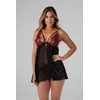 Image de Christine le Duc - Babydoll met String - Fleur de Plaisir - Lingerie Erotisch - Erotische Kleding - Zwart en Rood