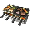 Image de Bourgini Gourmet Raclette Stone Grill Plus - 8 personen - Regelbare thermostaat - Afneembare en omkeerbare grillplaten - Inclusief 8 pannetjes en houten spatels
