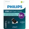 Image de Veelzijdige Philips 64GB USB stick 3.1/USB A & USB C- 2-in-1 - Tot 180MB/s leessnelheid - compact formaat met draaikapje