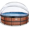 Image de EXIT Wood Frame Zwembad ø488 - Opzetzwembad - met Zandfilterpomp & Overkapping & Warmtepomp - Rond - Bruin
