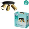 Image de Philips Idris Spot - Plafondspot - Spatwaterdicht IP44 - Zwart met goud - Badkamerlamp - Drie lichtpunten - Ronde basisplaat - Alleen geschikt voor LED spots