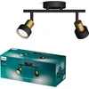 Image de Philips Conduit Spot - Plafondspot met twee lichtpunten - Zwart met goud design - GU10 LED fitting