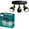 Image de Philips Conduit Spot - Plafondspot met drie lichtpunten - Zwart met goud design - GU10 LED fitting - Ronde basisplaat