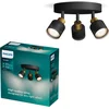Image de Philips Niall Spot - Plafondspot met drie lichtpunten - Zwart met goud design - GU10 LED fitting - Ronde basisplaat