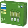 Image de Philips UltraEfficient LED lamp Transparant - 40W - E14 fitting - Warmwit licht; 2700K - Ultra Efficiënt: Energielabel A - 3-pack