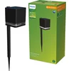 Image de Philips Virona sokkellamp met spies - Solar buitenlamp - Warm wit licht; 2700K - Zwart - Zonne-energie - tuinpadverlichting