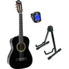 Image de LaPaz 002 BK klassieke gitaar 1/2-formaat zwart + statief + stemapparaat