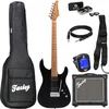 Image de Fazley Sunset Series Sand Shark Black elektrische gitaar starterset