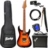 Image de Fazley Sunset Series Sand Shark Sunburst elektrische gitaar starterset