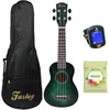 Image de Sopraan Ukulele - Complete Starterset - Voor Beginners - Linde Body - Incl. Tas, Tuner, Band & Plectrums - Groen - ColourTune Series