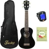 Image de Sopraan Ukulele - Complete Starterset - Voor Beginners - Linde Body - Incl. Tas, Stemapparaat, Extra Snaren & Draagband - Naturel