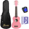 Image de Sopraan Ukulele - Complete Starterset - Voor Beginners - Linde Body - Incl. Tas, Tuner, Draagriem, Standaard & Extra Snaren - Naturel