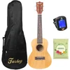 Image de Concert Ukulele - Complete Starterset - Voor Beginners - Hoop Pine Body - Incl. Tas, Tuner, Standaard & Reservesnaren - Naturel
