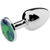 Image de Buttplug Aluminium Met Groen Sierkristal