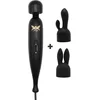 Image de Pixey Turbo Special Black Edition   Krachtige Vibrator Wand met 2 Opzetstukken, 3000 14000 RPM, Instelbare Trillingen, 2,5 m Kabel, Bedraad