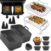 Image de Fentic Airfryer Accessoires - Geschikt voor Dual Airfryers - Voor Ninja Foodi Max Dual Zone AF300EU AF400EU   7.6L tot 9.5L - Met Airfryer Siliconen Bakje (2 stuks)