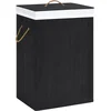 Image de vidaXL - Wasmand - met - 2 - vakken - 72 - L - bamboe - zwart