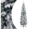Image de vidaXL - Kunstkerstboom - met - sneeuw - smal - 180 - cm - PVC - groen