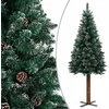 Image de vidaXL - Kerstboom - met - echt - hout - en - sneeuw - smal - 180 - cm - groen