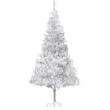 Image de vidaXL - Kunstkerstboom - met - standaard - 210 - cm - PET - zilverkleurig