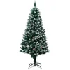 Image de vidaXL - Kunstkerstboom - met - dennenappels - en - witte - sneeuw - 150 - cm