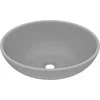 Image de vidaXL - Wastafel - ovaal - 40x33 - cm - keramiek - mat - lichtgrijs