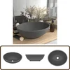 Image de vidaXL - Wastafel - ovaal - 40x33 - cm - keramiek - mat - donkergrijs