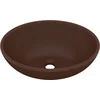 Image de vidaXL - Wastafel - ovaal - 40x33 - cm - keramiek - mat - donkerbruin