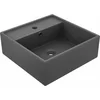 Image de vidaXL - Wastafel - met - overloop - vierkant - 41x41cm - keramiek - mat - donkergrijs