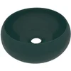 Image de vidaXL - Wastafel - rond - 40x15 - cm - keramiek - mat - donkergroen