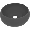 Image de vidaXL - Wastafel - rond - 40x15 - cm - keramiek - mat - donkergrijs