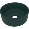 Image de vidaXL - Wastafel - rond - 40x15 - cm - keramiek - mat - donkergroen