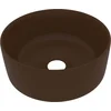 Image de vidaXL - Wastafel - rond - 40x15 - cm - keramiek - mat - donkerbruin