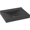 Image de vidaXL - Wastafel - met - kraangat - 60x46 - cm - keramiek - mat - donkergrijs