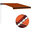 Image de vidaXL - Luifel - handmatig - uittrekbaar - met - LED - 350x250 - cm - oranje - en - bruin