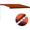 Image de vidaXL - Luifel - handmatig - uittrekbaar - met - LED - 450x300 - cm - oranje - en - bruin