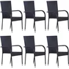 Image de vidaXL - Tuinstoelen - stapelbaar - 6 - st - poly - rattan - zwart