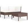Image de vidaXL - 3-delige - Loungeset - met - kussens - poly - rattan - bruin