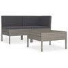 Image de vidaXL - 3-delige - Loungeset - met - kussens - poly - rattan - grijs