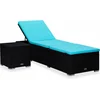 Image de vidaXL - Ligbed - met - kussen - en - theetafel - poly - rattan - blauw