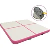Image de vidaXL - Gymnastiekmat - met - pomp - opblaasbaar - 200x200x15 - cm - PVC - roze
